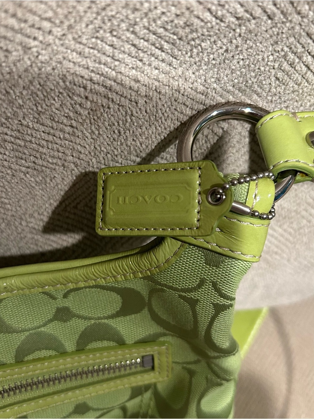 Coach vintage y2k lime green Penelope signature canvas, leather hobo F14689 - Picture 3 of 11